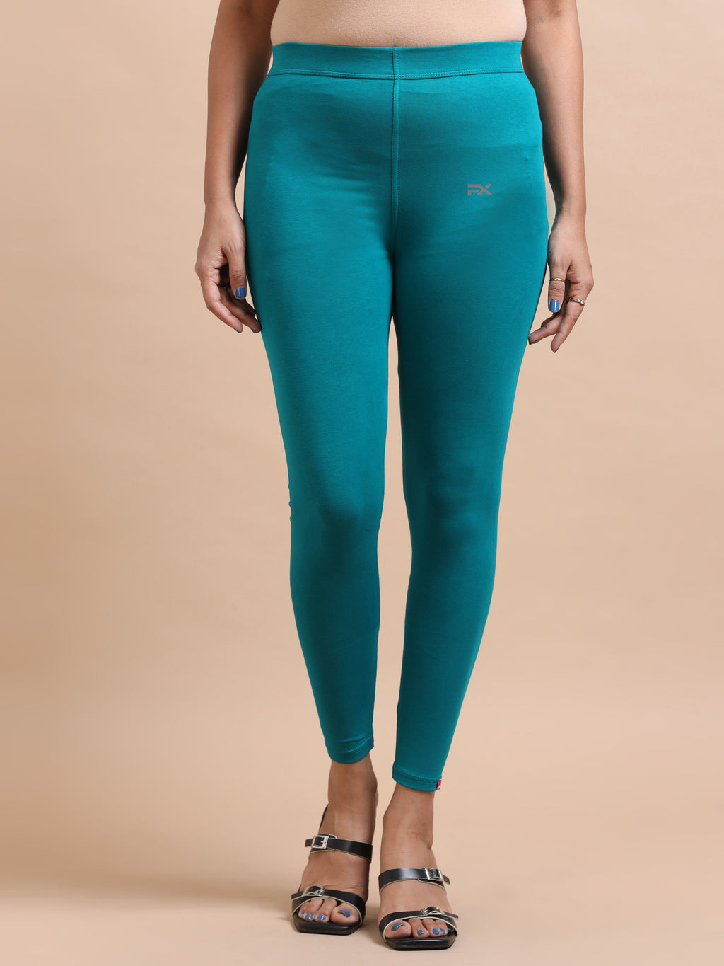 Peacock Blue Ankle Fit Leggings for Women