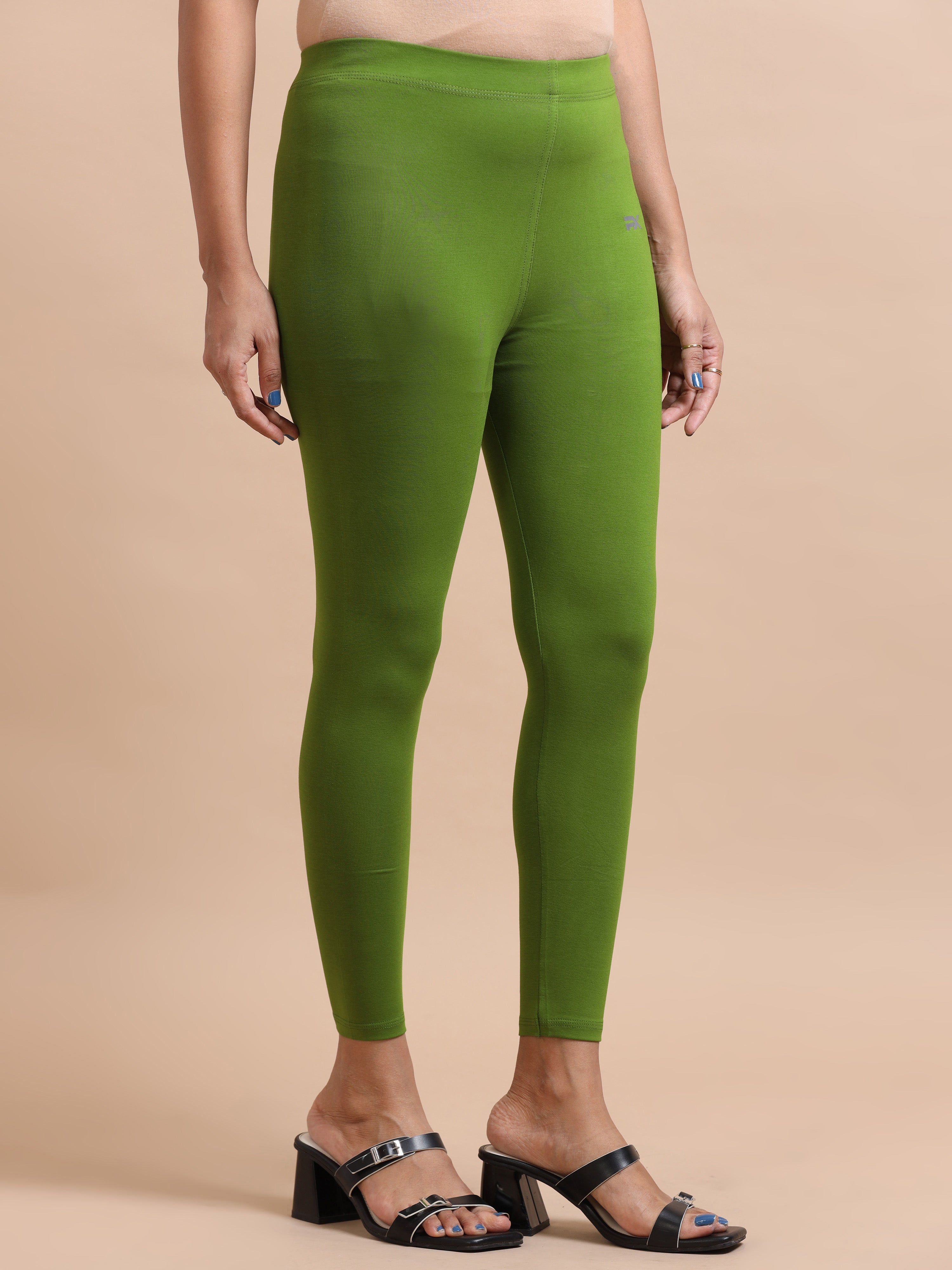 Mehendi Green Ankle Fit Leggings for Women