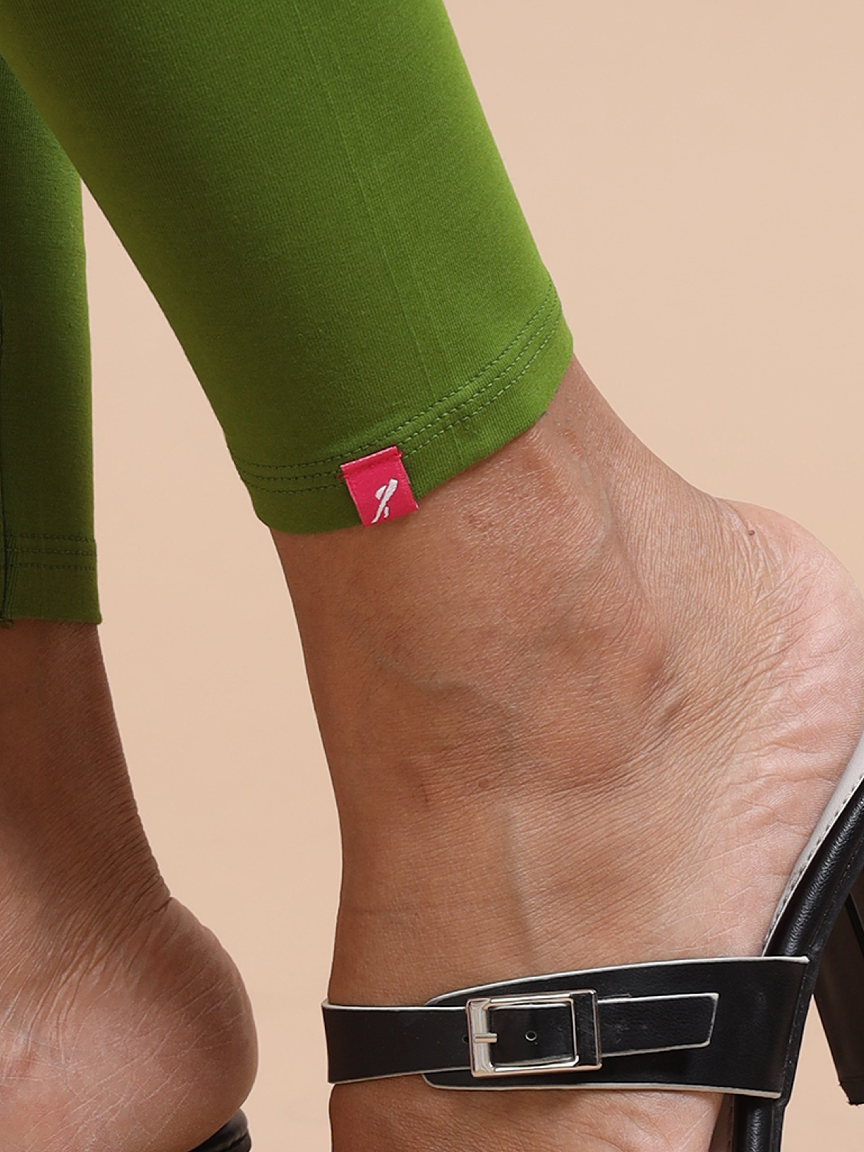 Mehendi Green Ankle Fit Leggings for Women