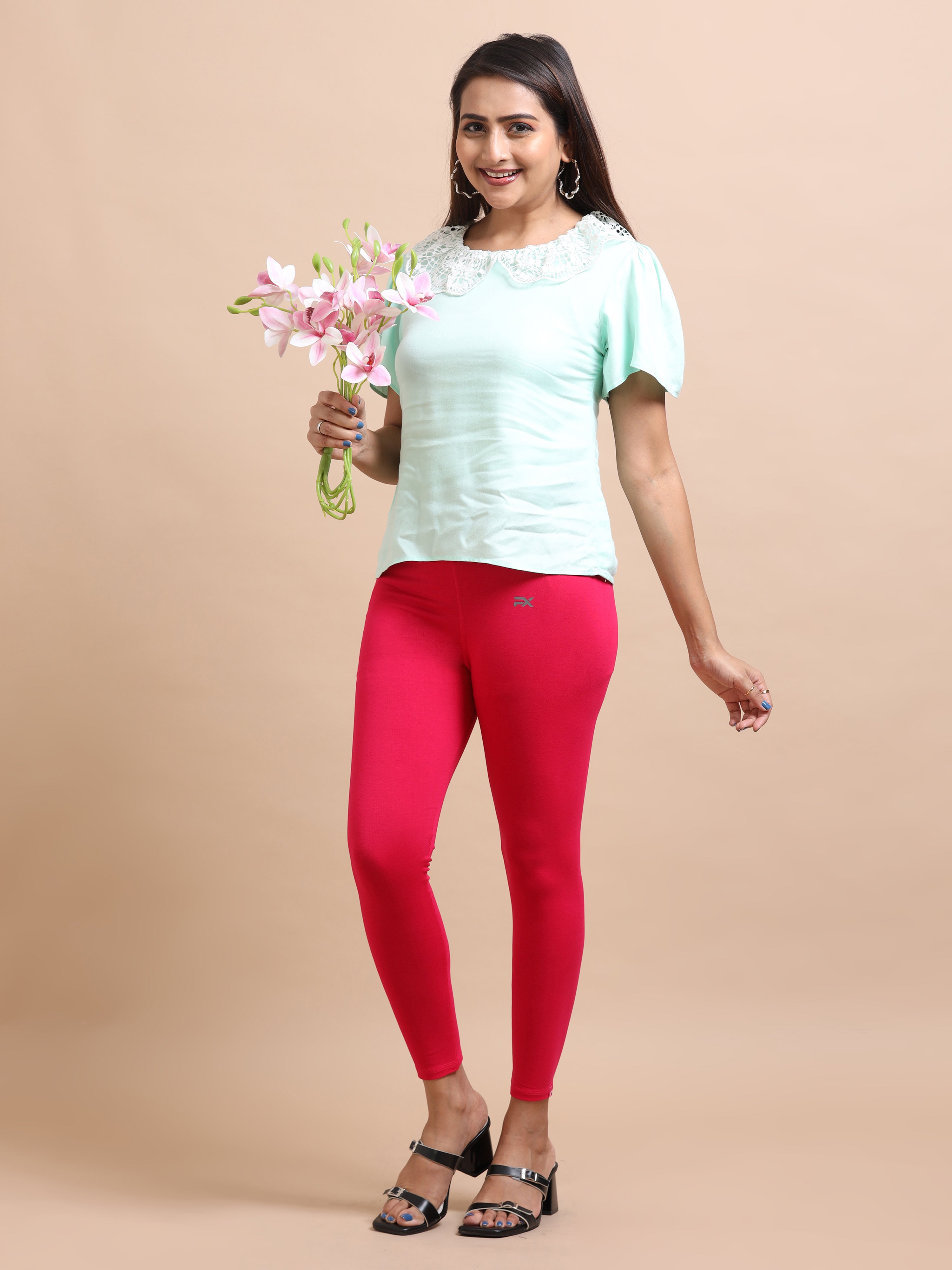 Rani Pink Ankle Fit Leggings for Women