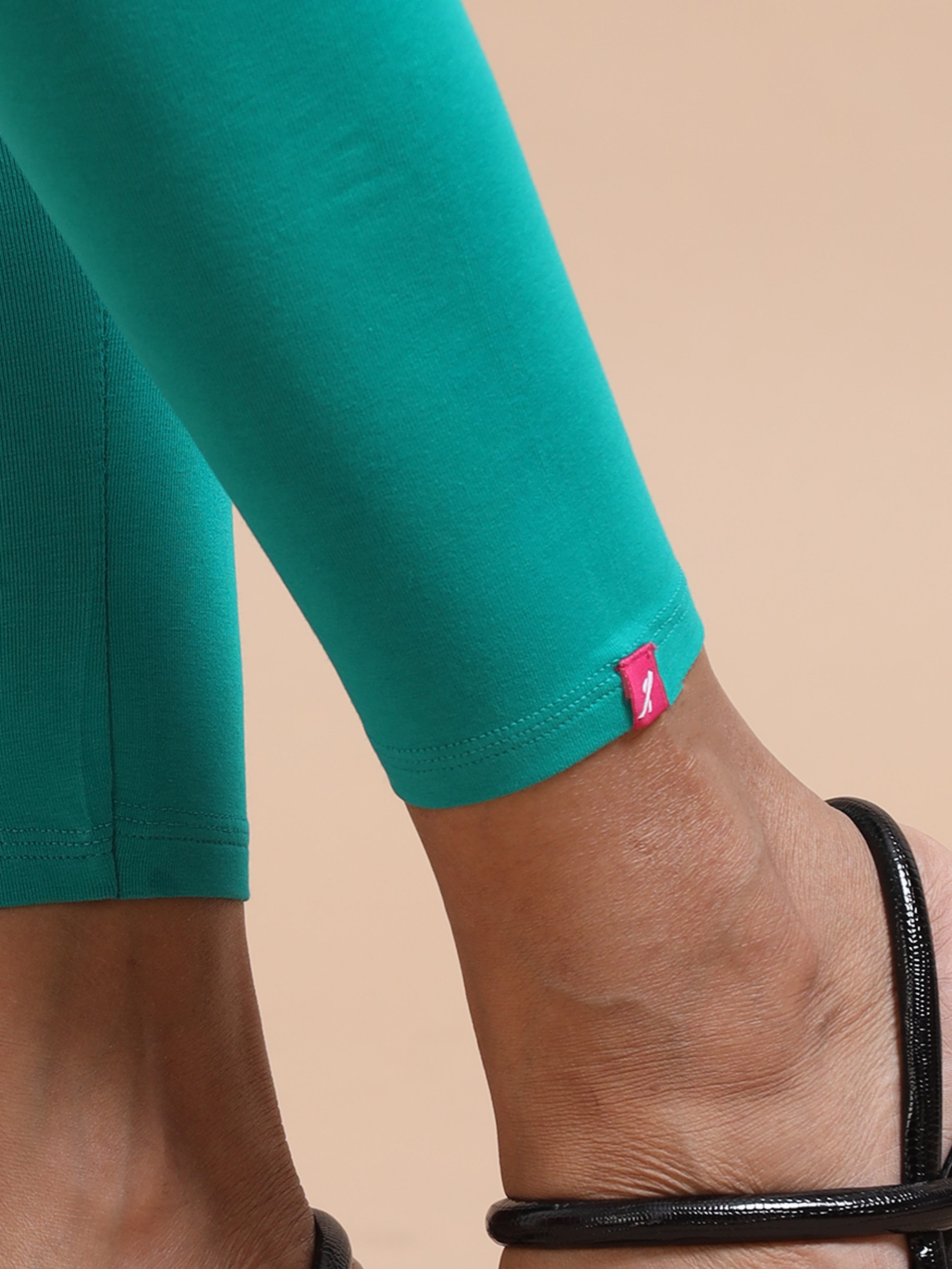 Sea Green Ankle Fit Leggings for Women