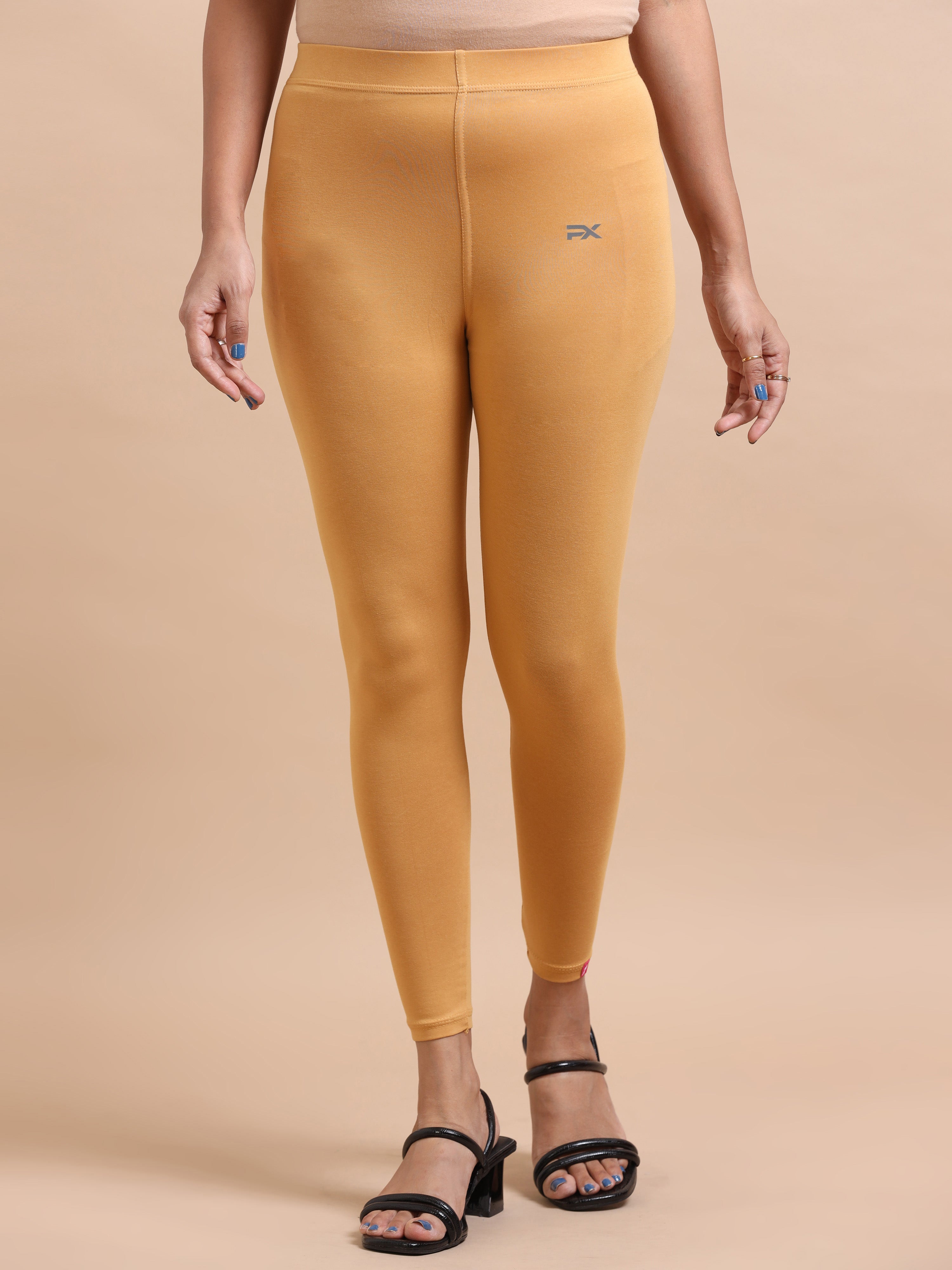 Mustard Yellow Ankle Fit Leggings for Women