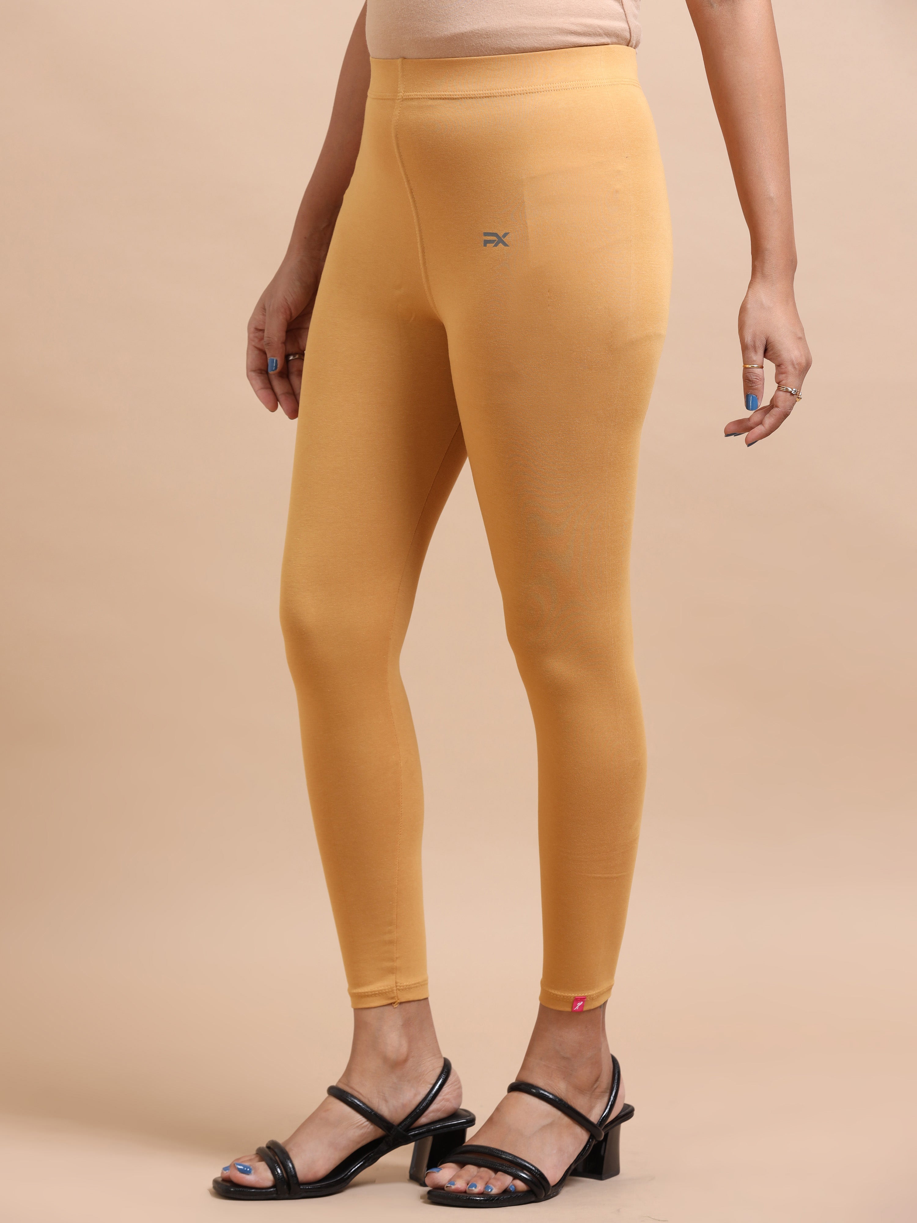 Mustard Yellow Ankle Fit Leggings for Women
