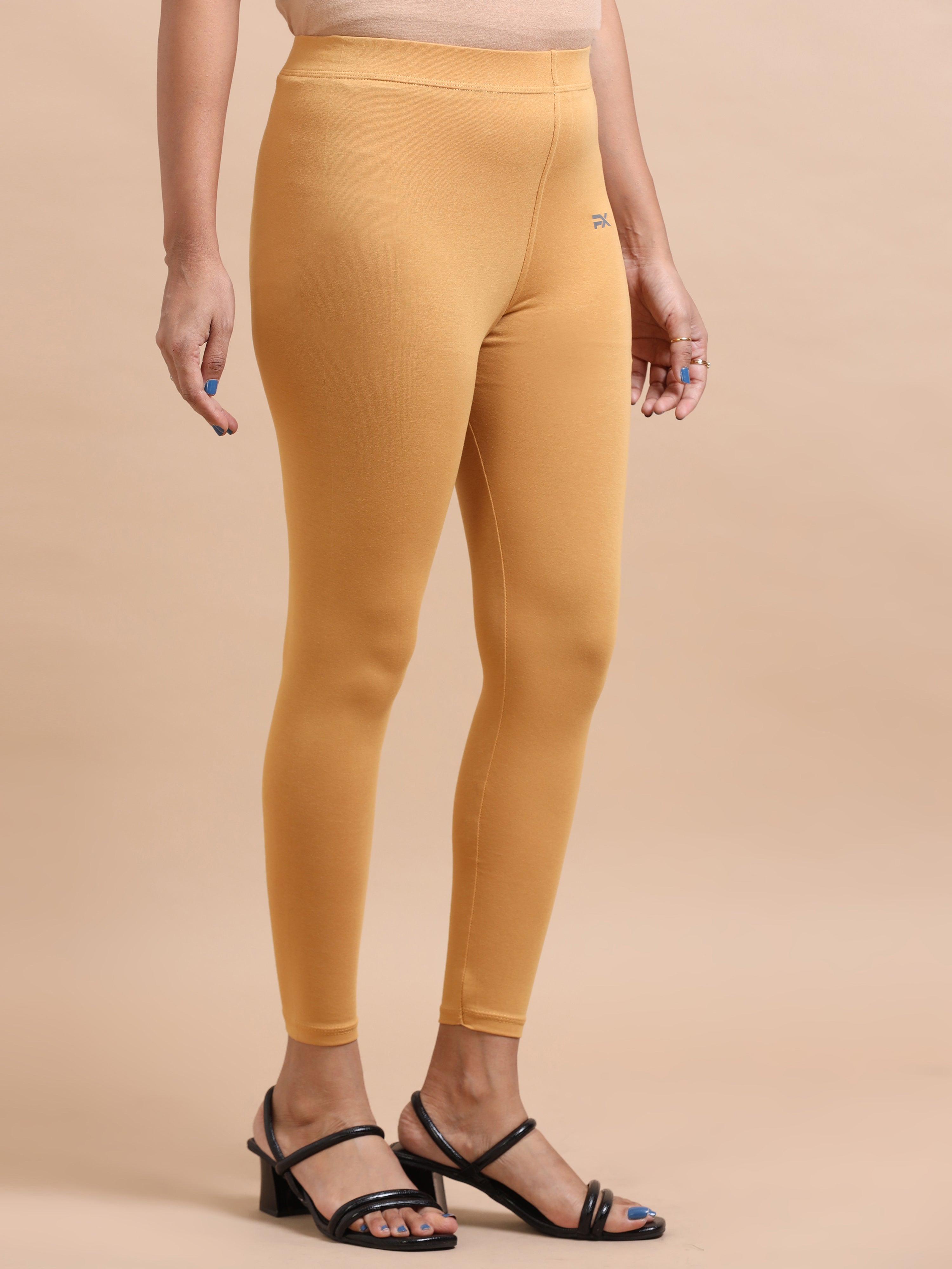 Mustard Yellow Ankle Fit Leggings for Women