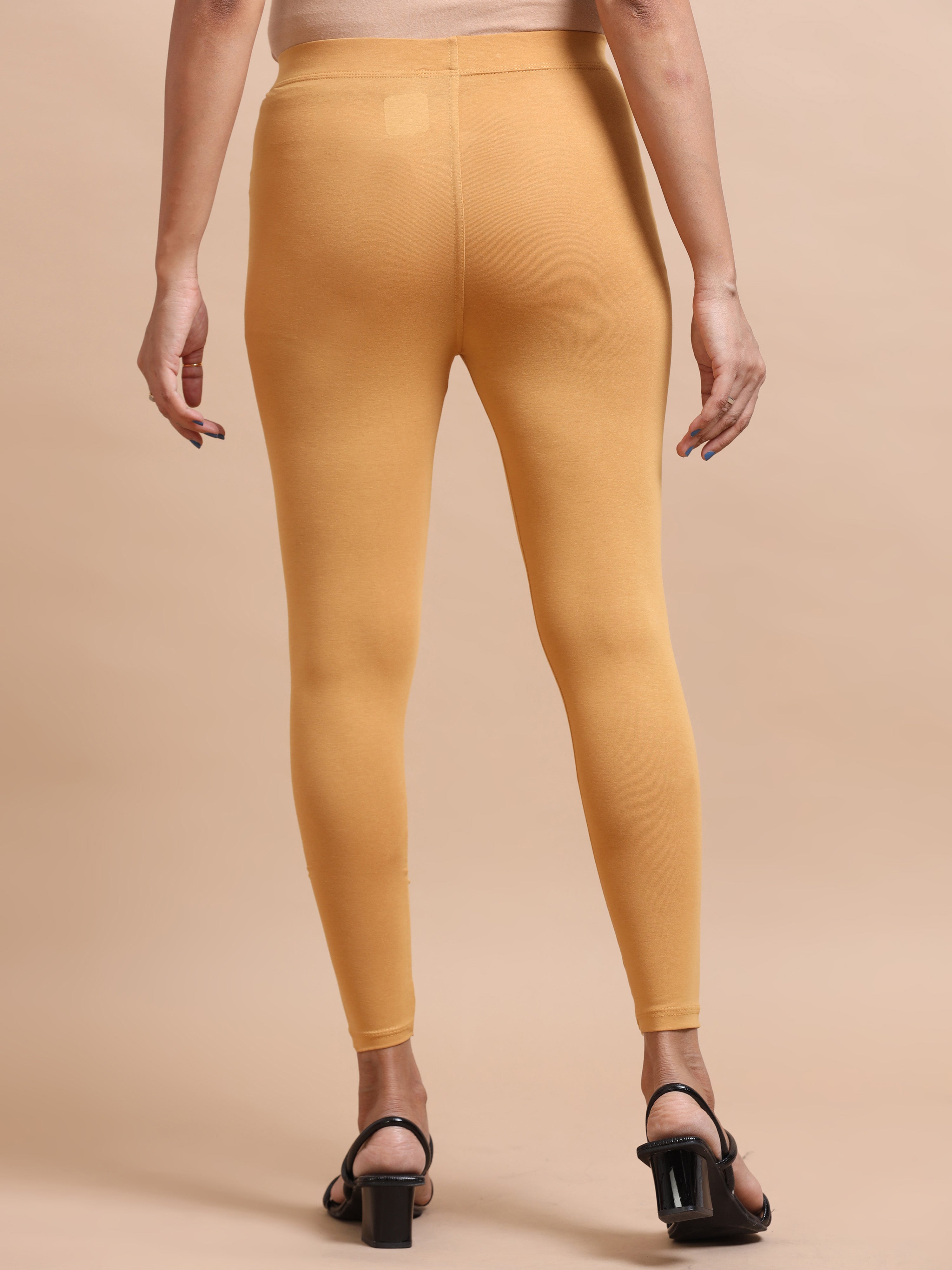 Mustard Yellow Ankle Fit Leggings for Women