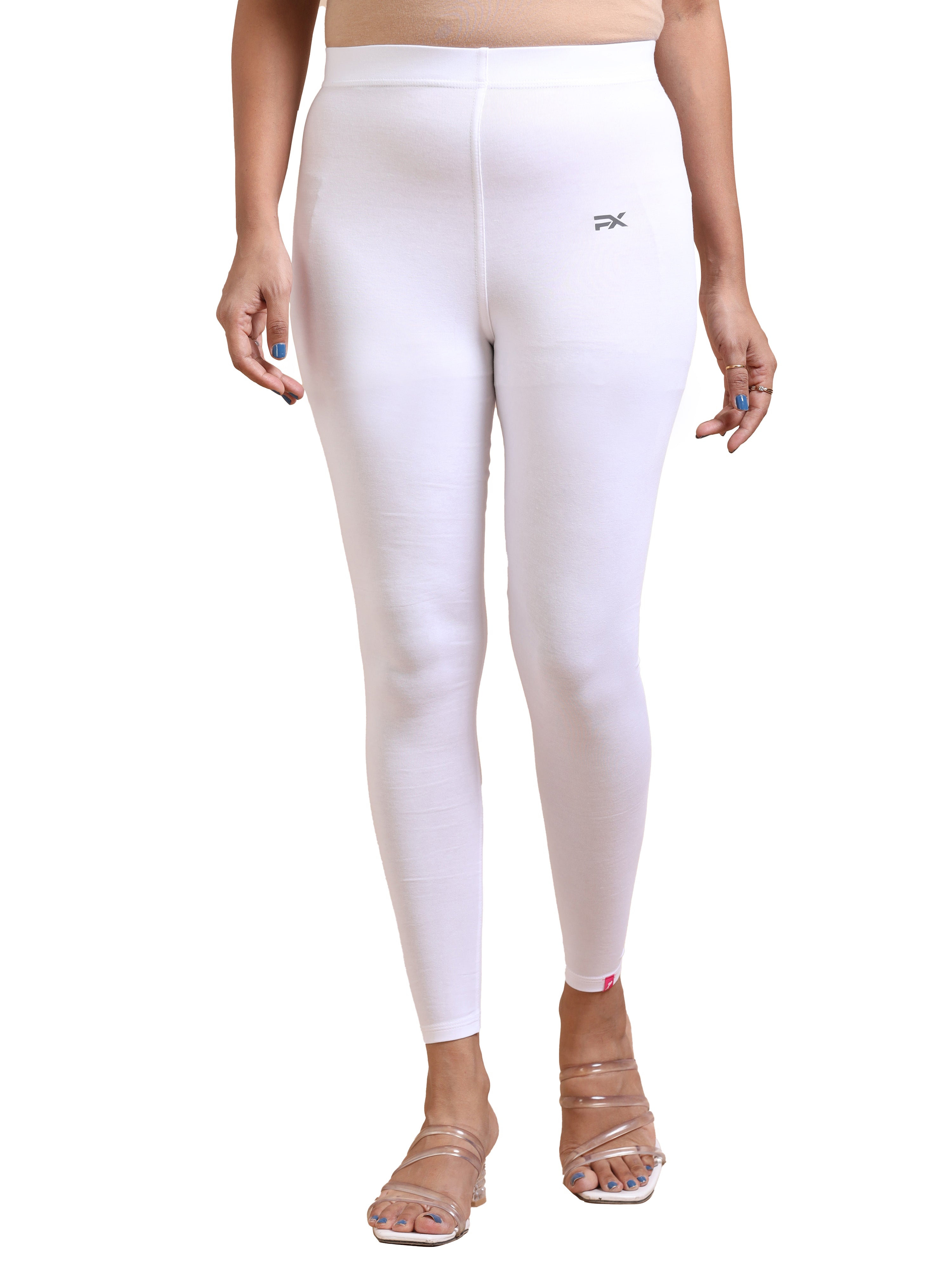 White Ankle Fit Leggings for Women