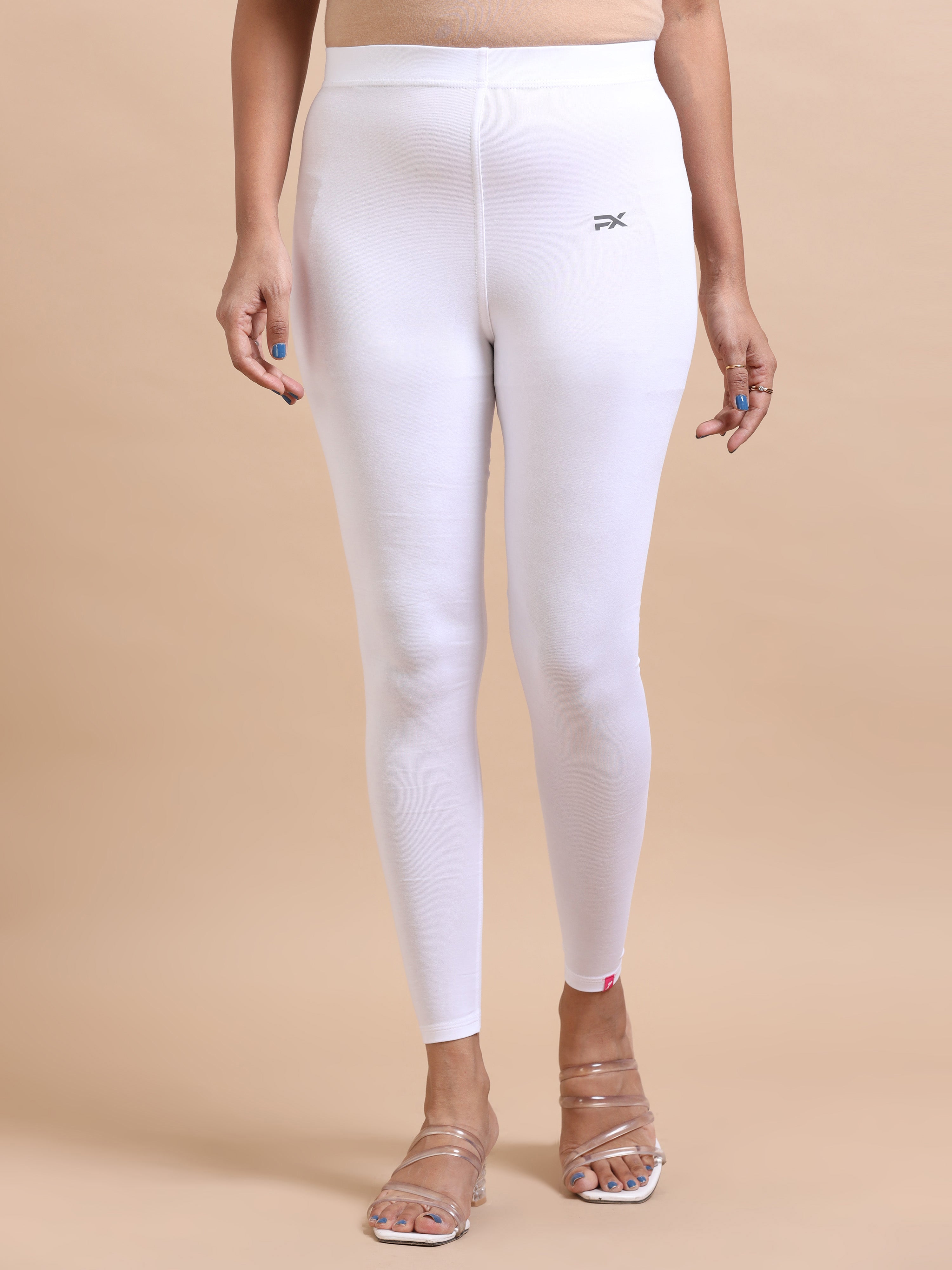 White Ankle Fit Leggings for Women