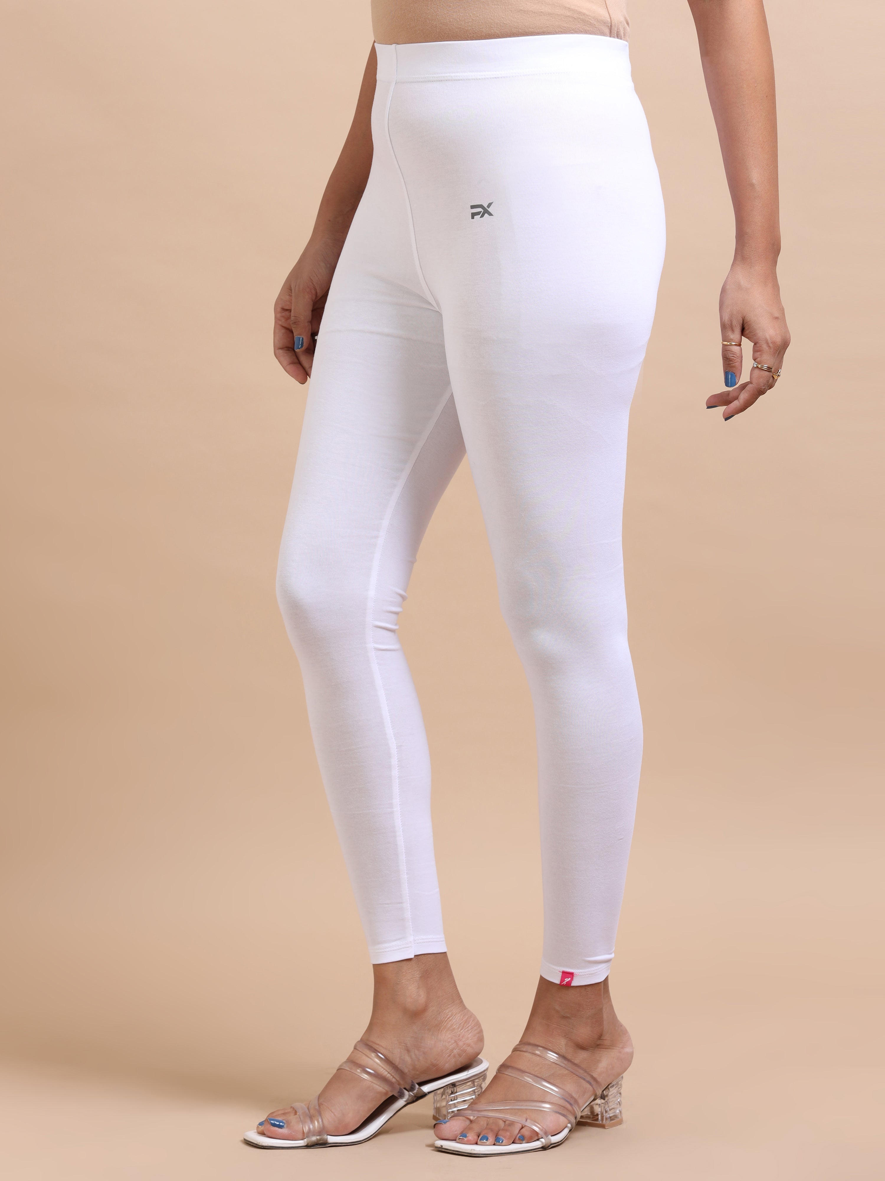 White Ankle Fit Leggings for Women