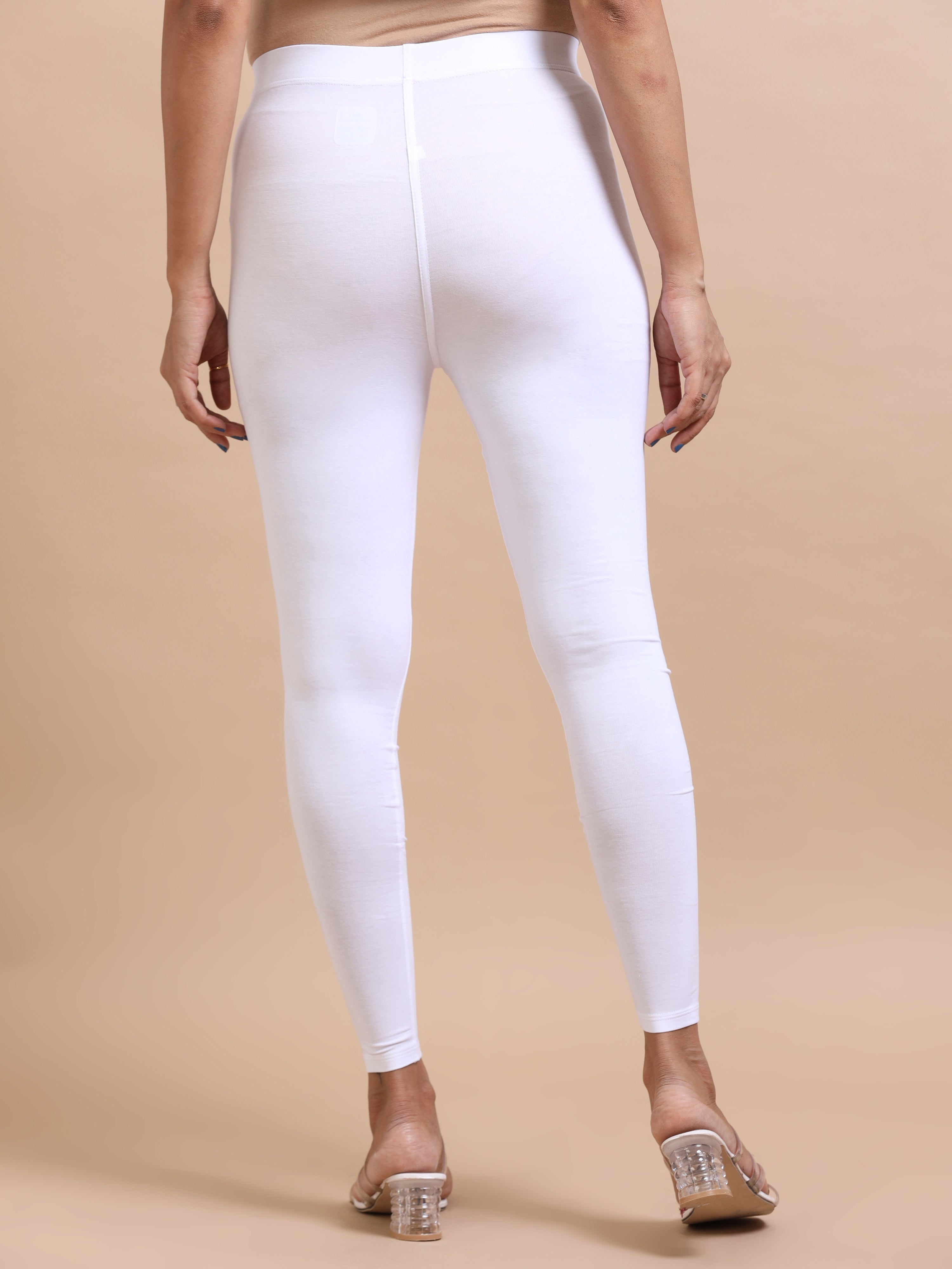 White Ankle Fit Leggings for Women