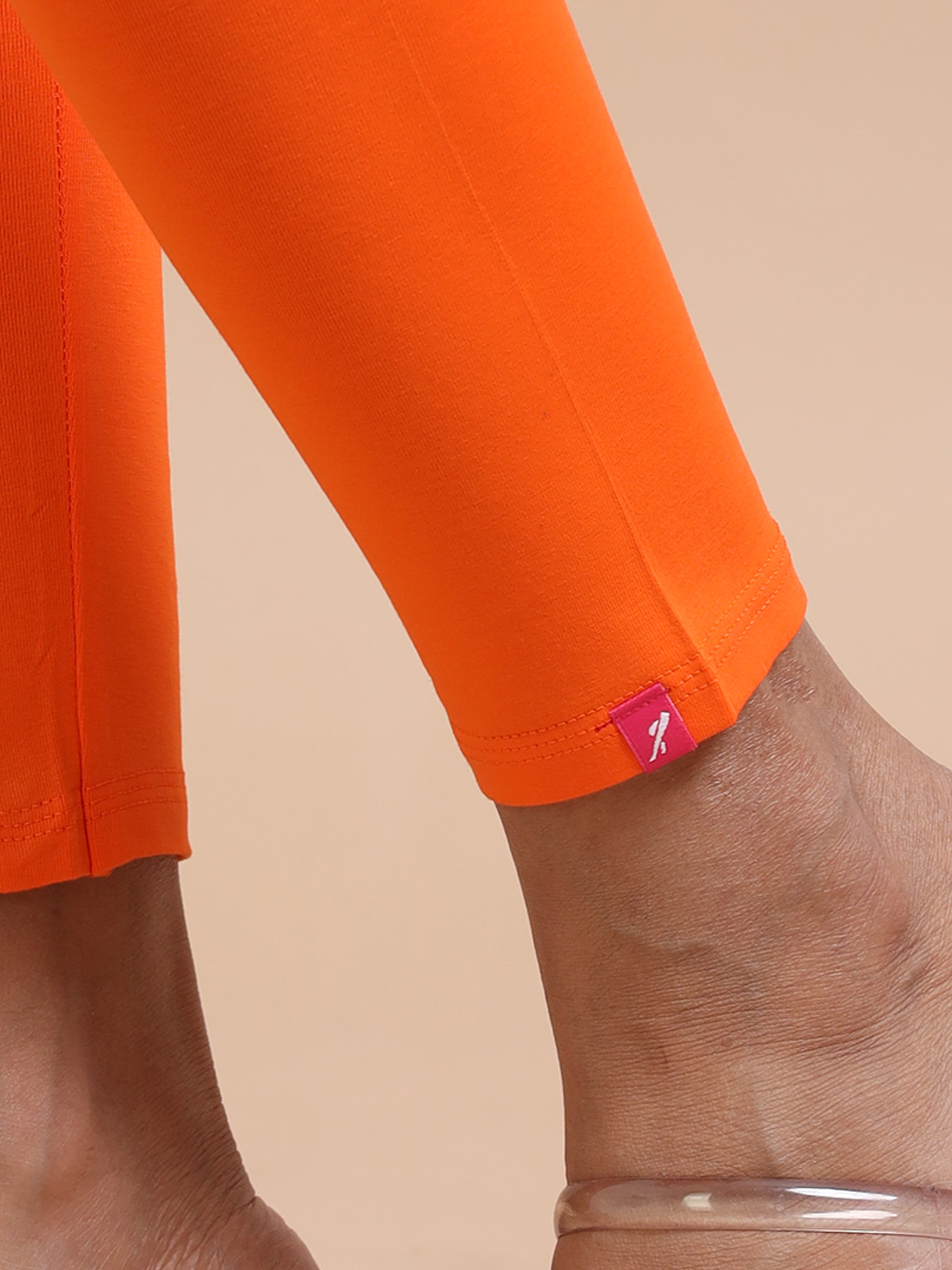Orange Ankle Fit Leggings for Women