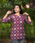Jaipuri Cotton Short Kurti with Geometric Floral Butti Print Design