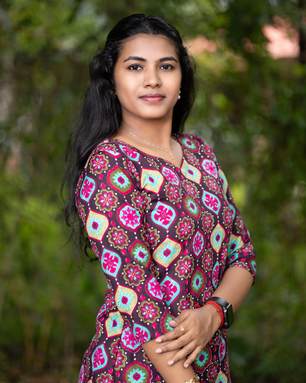 Jaipuri Cotton Short Kurti with Geometric Floral Butti Print Design