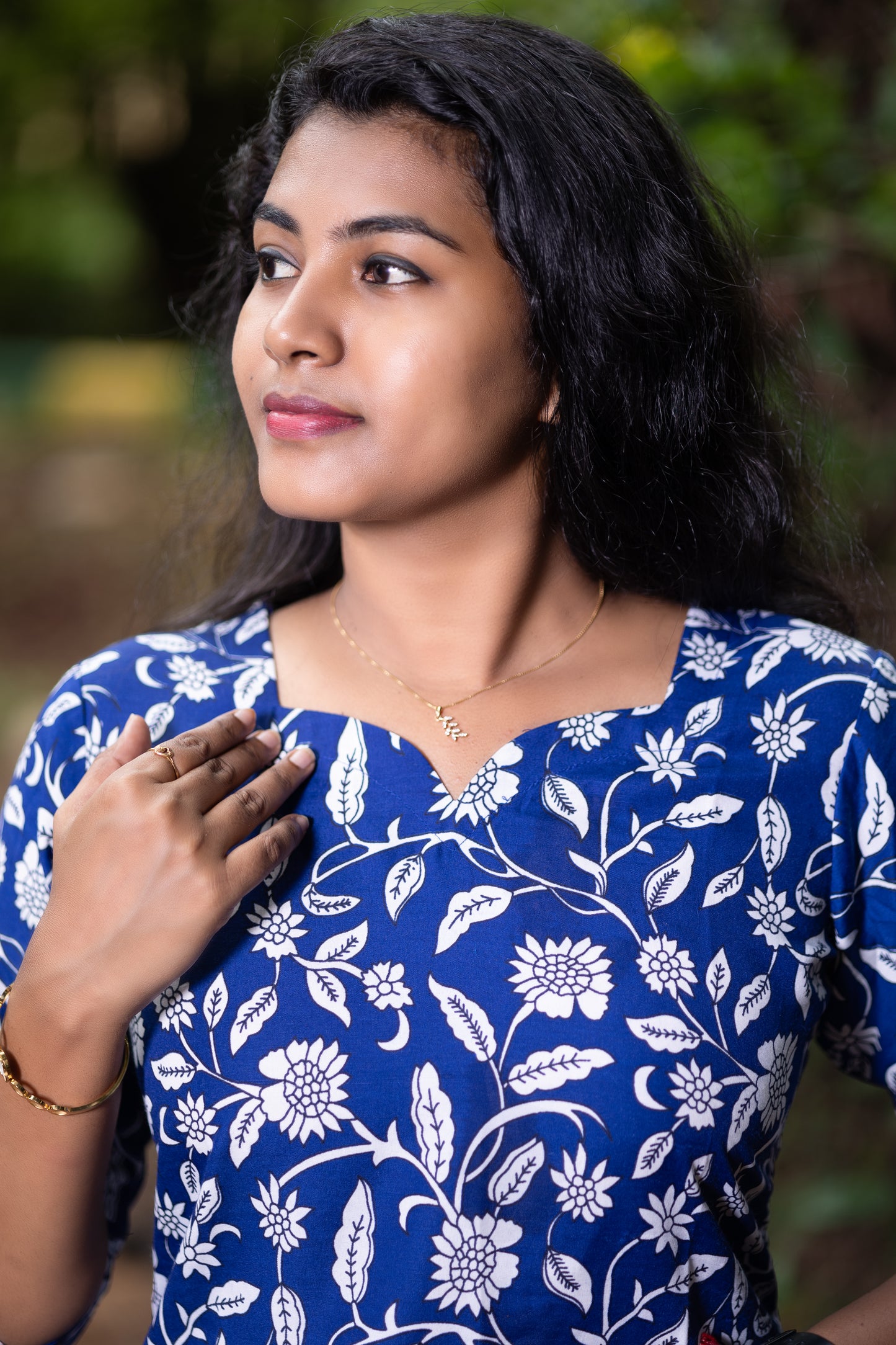 Jaipuri Cotton Short Kurti with Vibrant Floral Blue