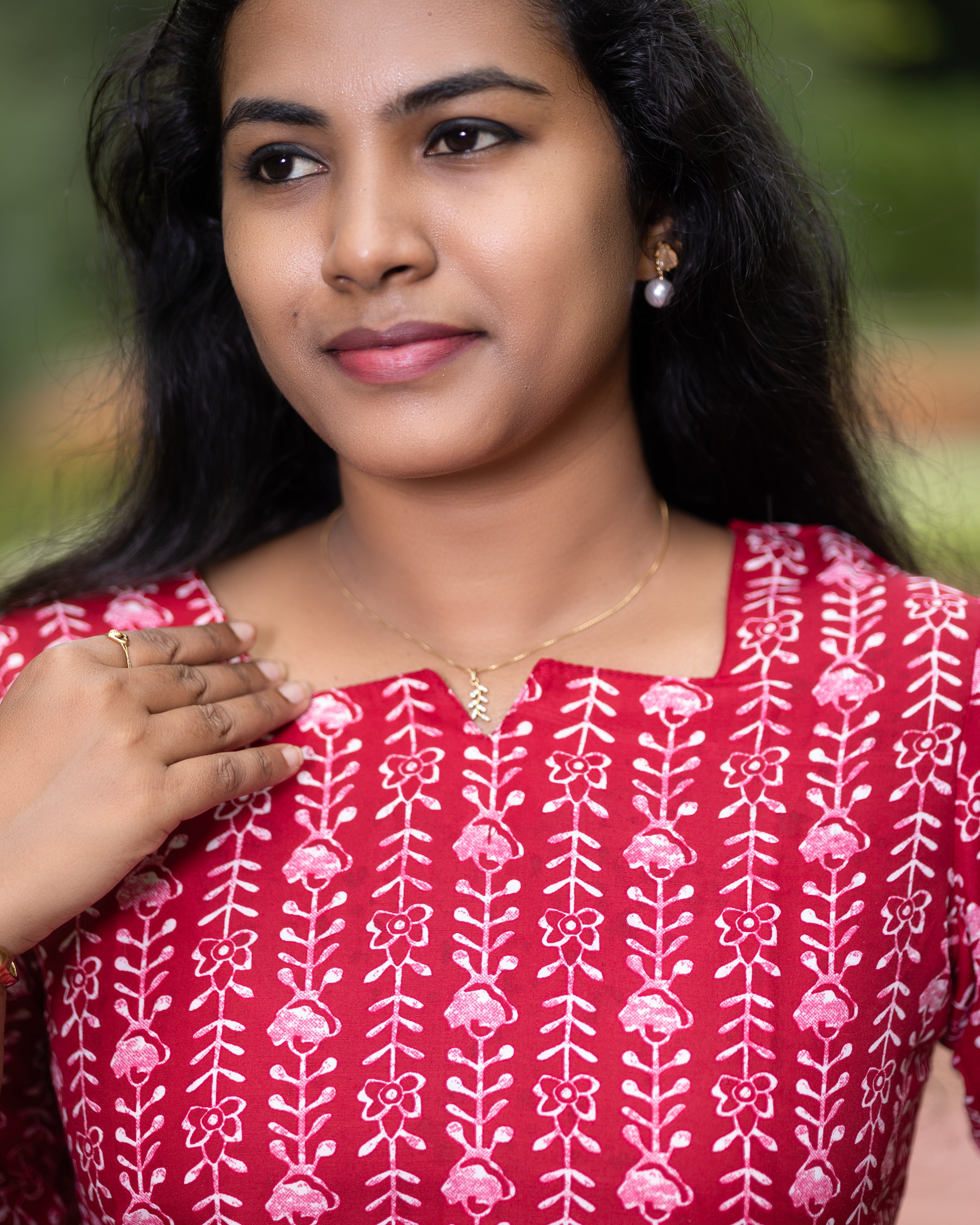 Jaipuri Cotton Short Kurti with Vertical Floral Handblock Print Design