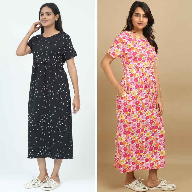 Zipless feeding maternity wear - pure soft cotton combo 1