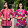 Short Kurti with 3/4th Sleeves & Comfort Fit (Deep Red & Red)