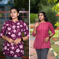 Short Kurti with 3/4th Sleeves & Comfort Fit (Wine & Deep Red)