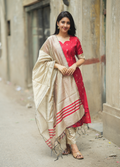 Crimson Red Raw Silk Kurti with Gold Motifs
