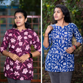 Short Kurti with 3/4th Sleeves & Comfort Fit (Wine & Blue)