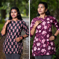 Short Kurti with 3/4th Sleeves & Comfort Fit (Black & Wine) v2