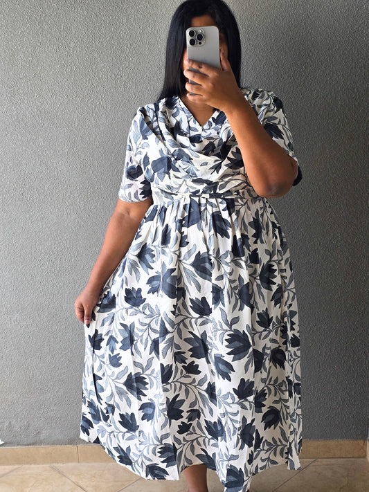 Maxi Style Nighty with Dupatta attached - Charcoal Grey