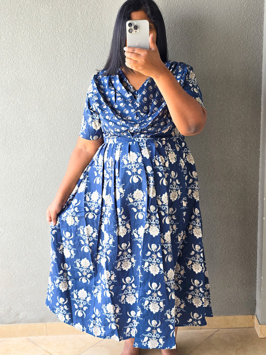 Maxi Style Nighty with Dupatta attached -  Royal Blue