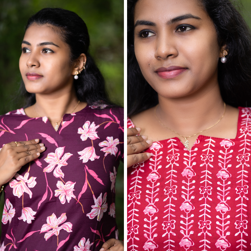 Short Kurti with 3/4th Sleeves & Comfort Fit (Wine & Deep Red)