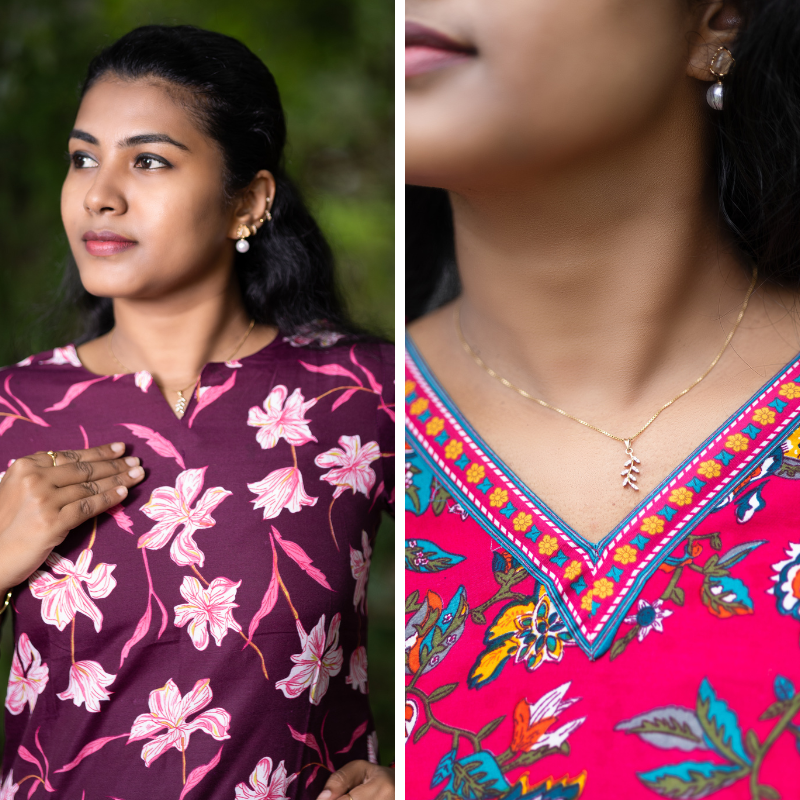 Short Kurti with 3/4th Sleeves & Comfort Fit (Wine & Red)