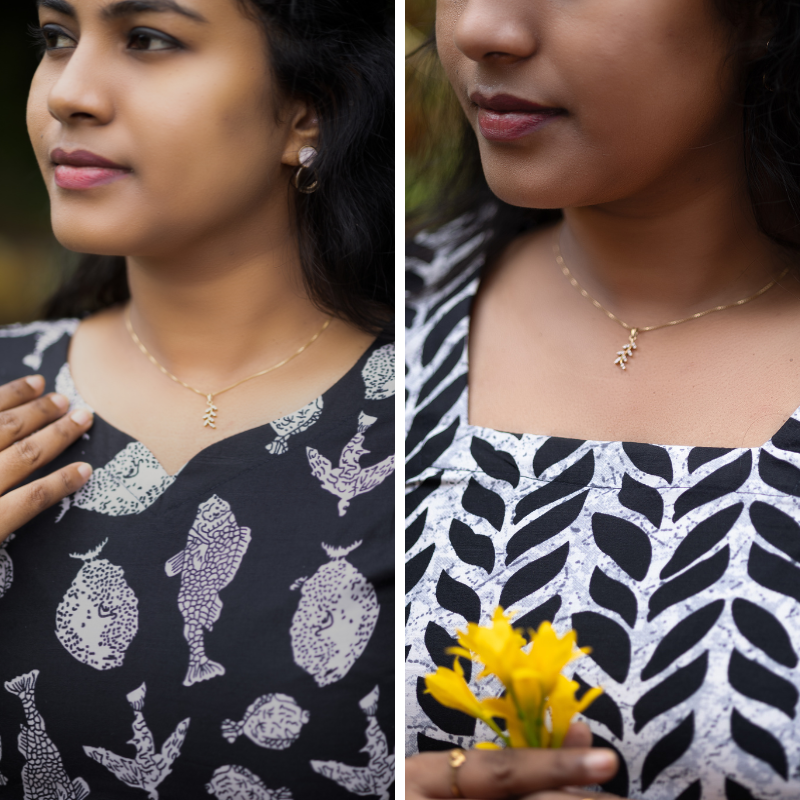 Short Kurti with 3/4th Sleeves & Comfort Fit (Black & White)