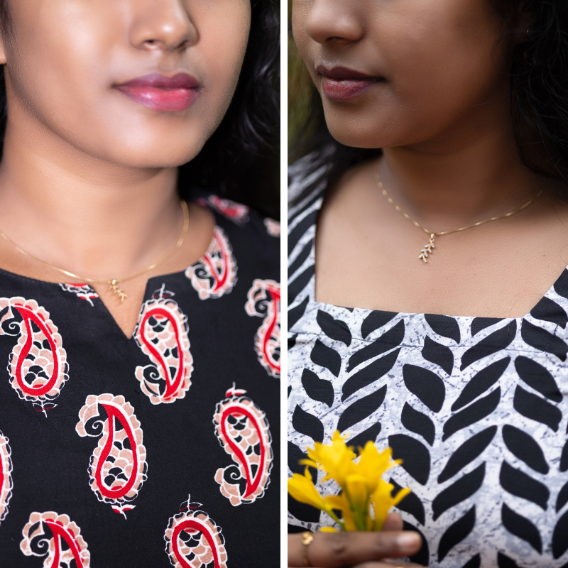 Short Kurti with 3/4th Sleeves & Comfort Fit (Black & White) v2