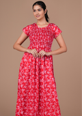 Red Floral Print Smoky Nighty for Women