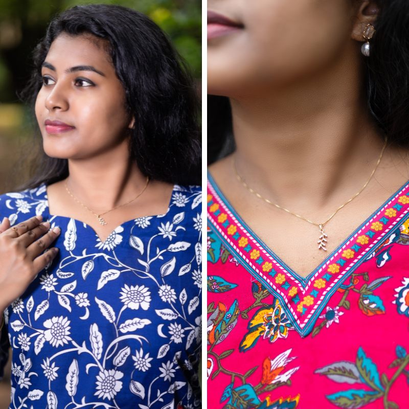 Short Kurti with 3/4th Sleeves & Comfort Fit (Blue & Red)