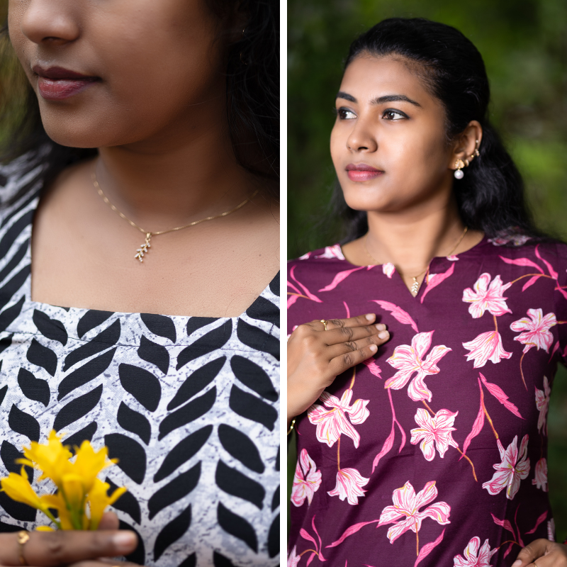 Short Kurti with 3/4th Sleeves & Comfort Fit (White & Wine)