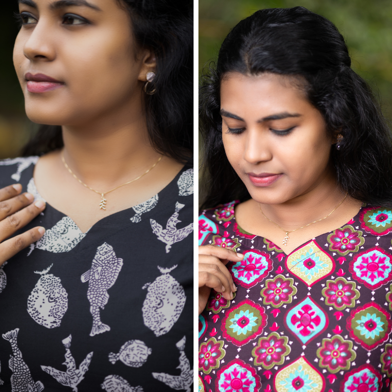 Short Kurti with 3/4th Sleeves & Comfort Fit (Black & Brown)