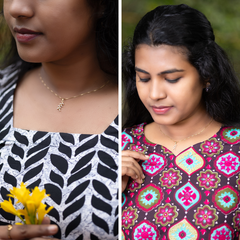 Short Kurti with 3/4th Sleeves & Comfort Fit (White & Brown)