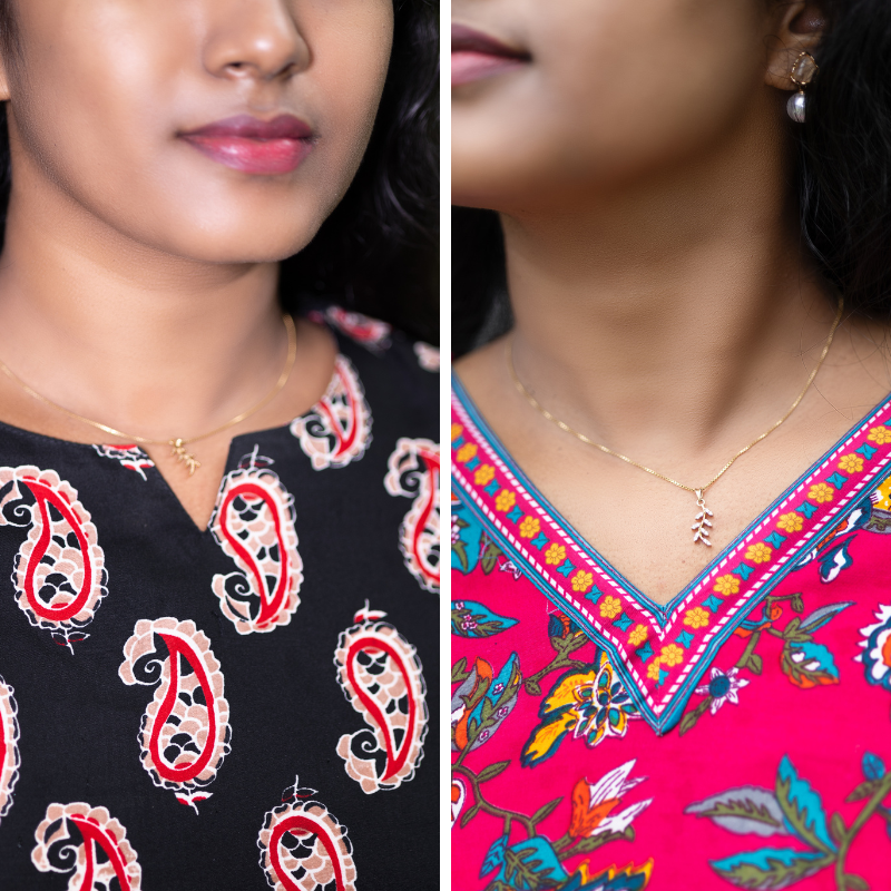 Short Kurti with 3/4th Sleeves & Comfort Fit (Black & Red) v2