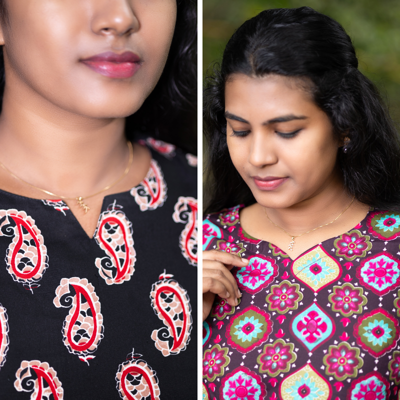 Short Kurti with 3/4th Sleeves & Comfort Fit (Black & Brown) v2