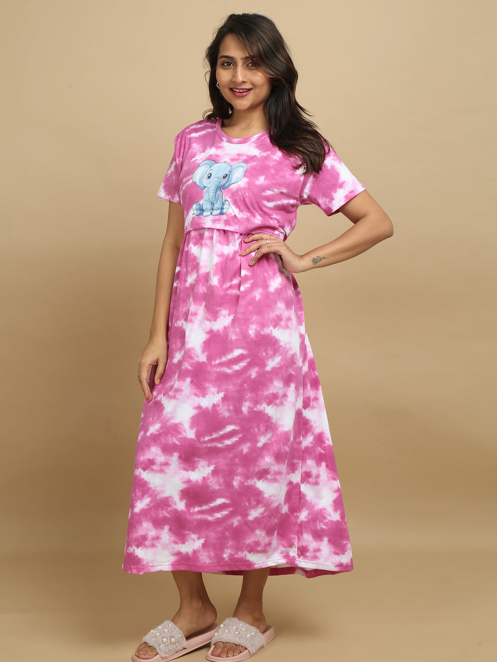 Non Feeding Pink Nighty – Tie & Dye