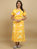 Zipless Feeding Maternity Dress - Yellow Tie - Dye Unicorn Print