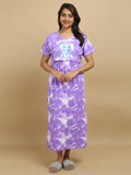 Zipless Feeding Maternity Dress with Elephant Print - Tie & Dye – Purple
