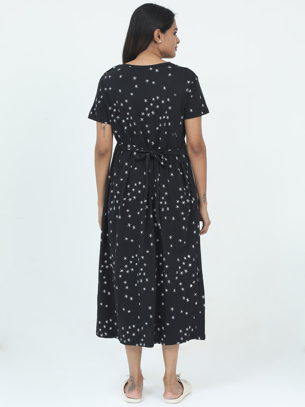 Non Feeding Casual Dress - Black - Star Print