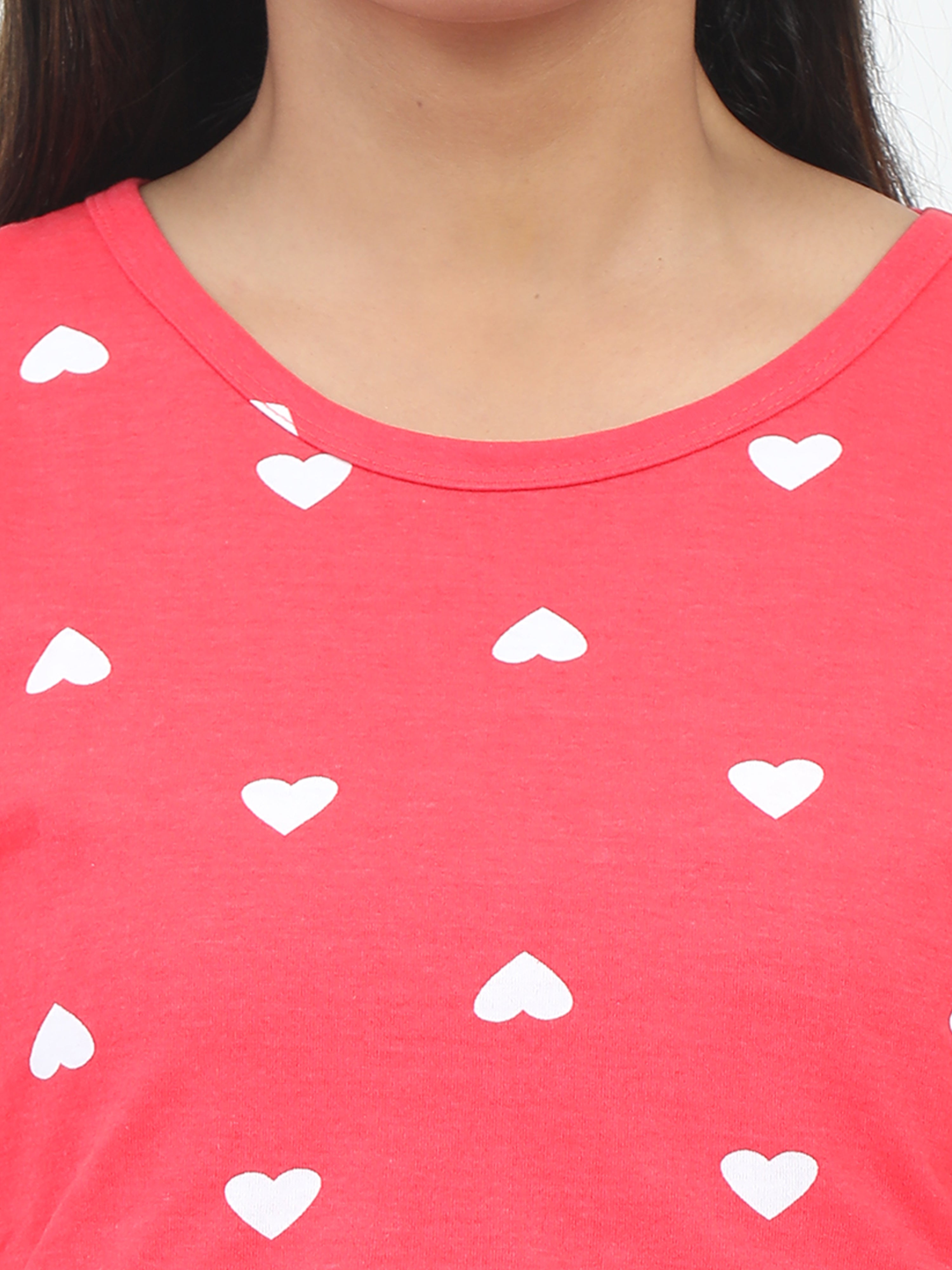 Non Feeding Chic Red Heart Print Casual Wear