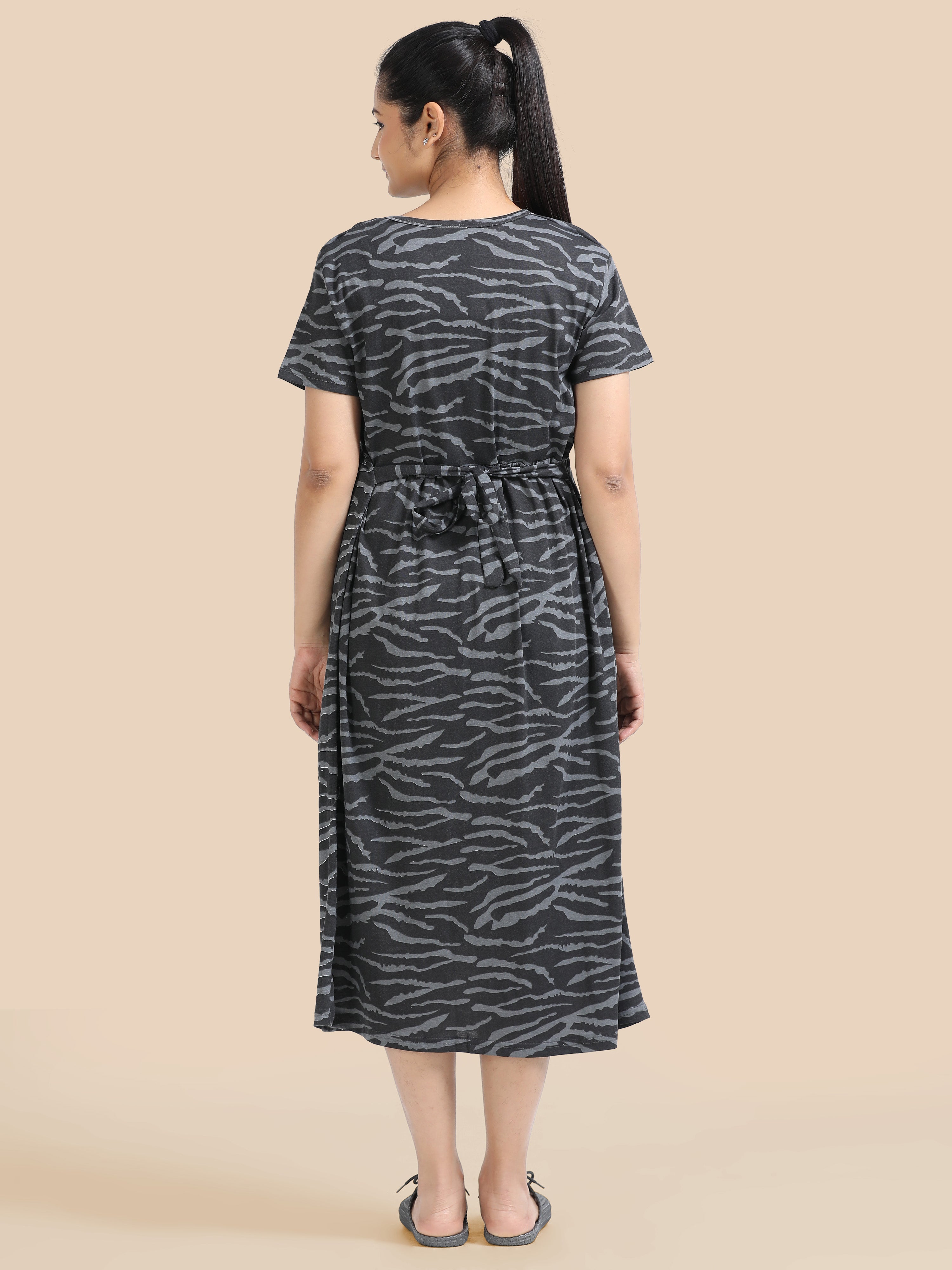 Non Feeding Daily Wear Casual Printed Midi Dress