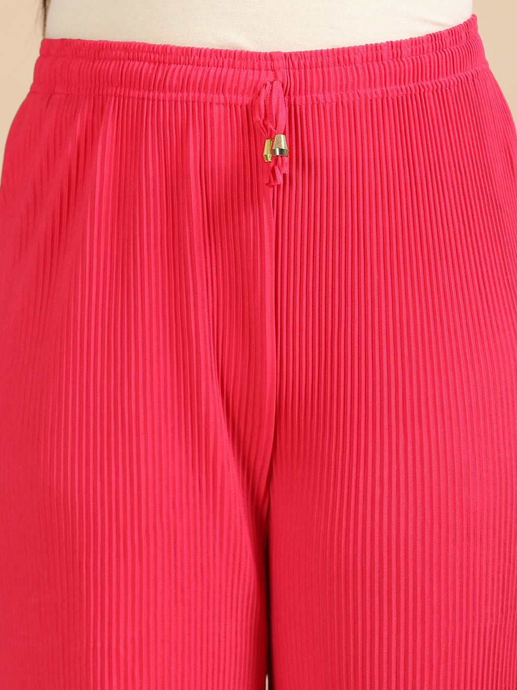 Women’s Pink Pleated Wide-Leg Palazzo Pants