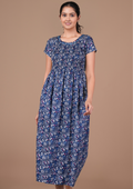 Navy Blue Floral Print Smoky Nighty for Women