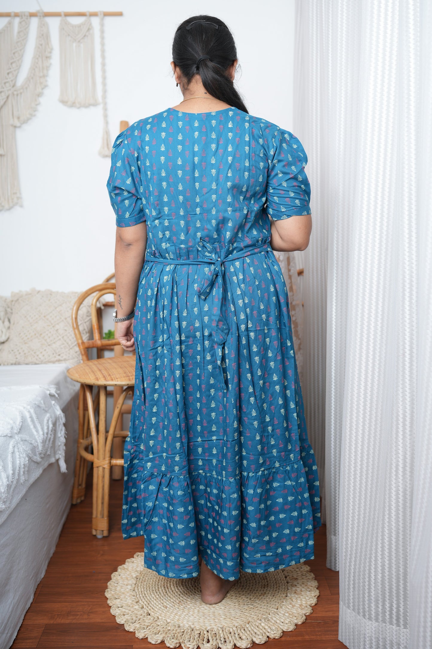 Soft Cotton Maternity Kurtis – Blue Allover Print