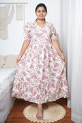Floral Print Cotton Maternity Kurtis – Cream & Pink