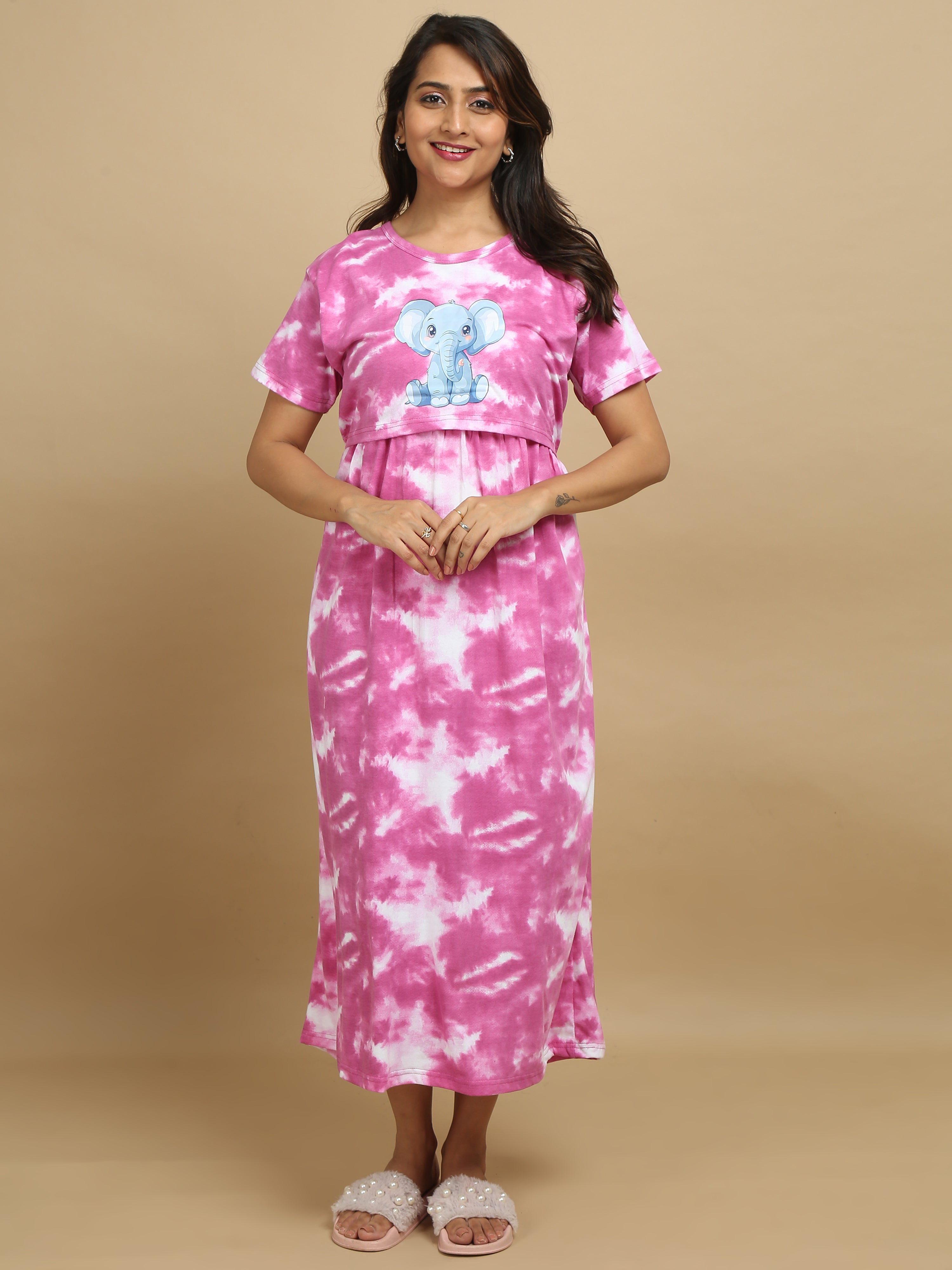Non Feeding Pink Nighty – Tie & Dye