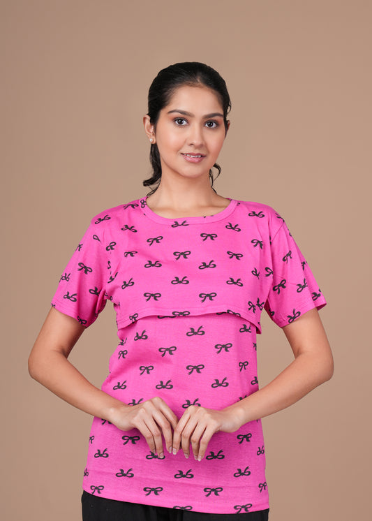 Women’s Zipless Feeding Top-Bright Pink