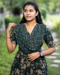 Feeding Maxi Style Nighty with Dupatta attached - Green